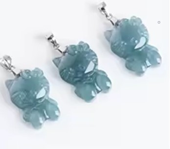 Candy Candle Natural A Cargo Blue Water Jade S925 Silver Cat Pendant