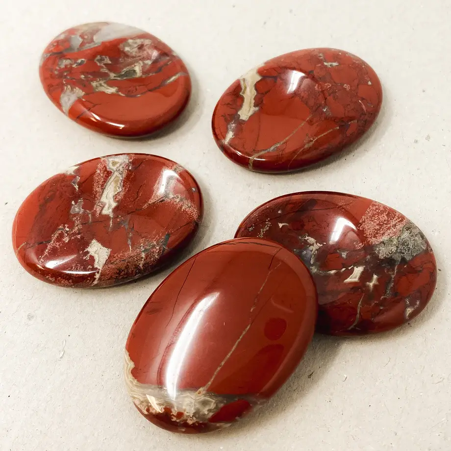 candy candle Red Jasper Worry Stone – Grounding and Calming Energy