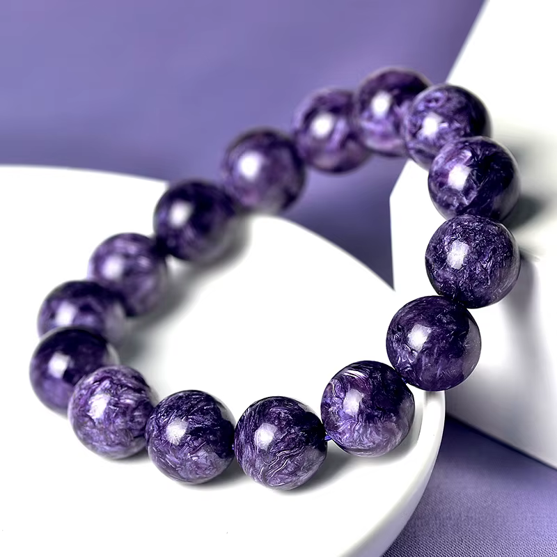candy candle Reiki Natural Amethyst & Charoite Beaded Bracelet – Purple Ore