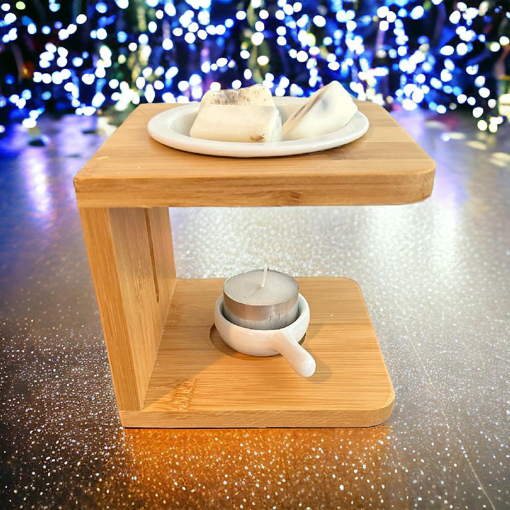 Candy Candle Serenity Bamboo Ceramic Wax Melt Burner Large