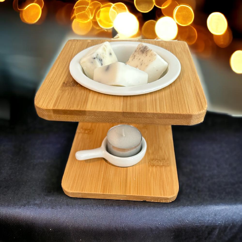 Candy Candle Serenity Bamboo Ceramic Wax Melt Burner Large