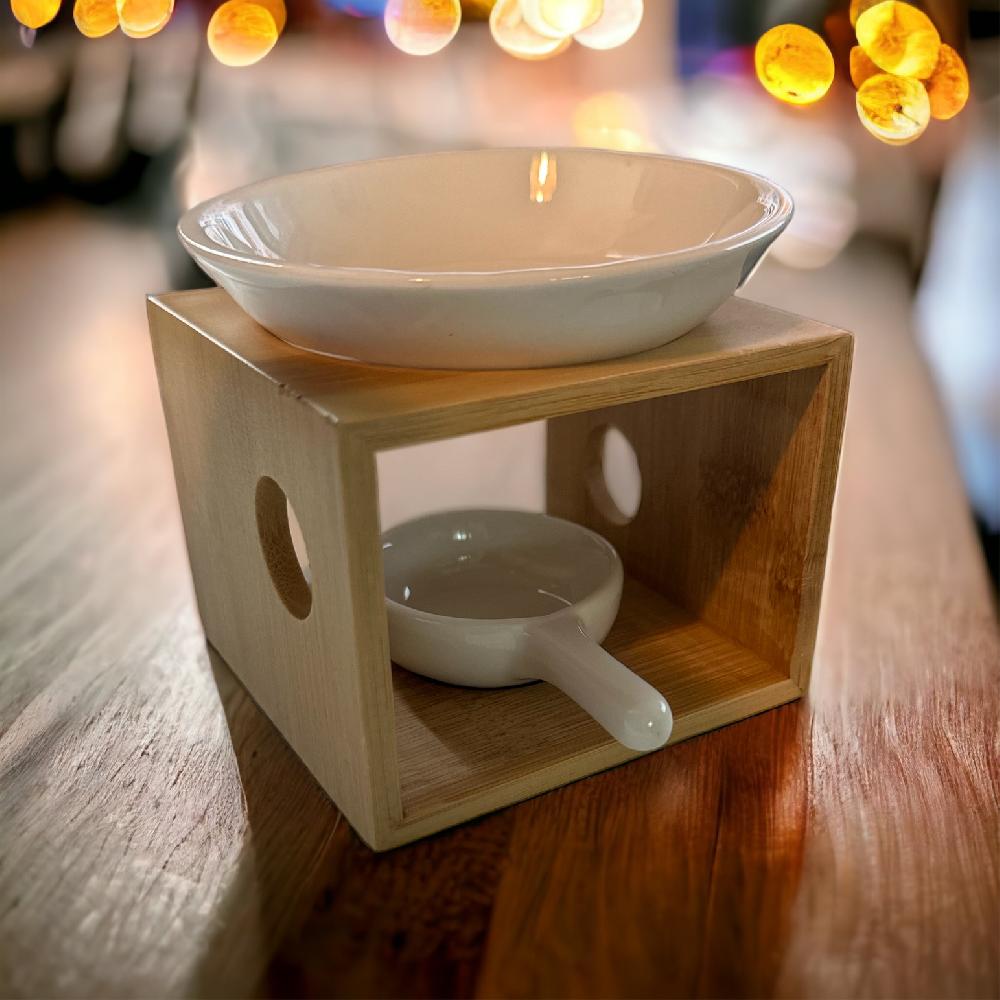 Candy Candle Serenity Bamboo Ceramic Wax Melt Burner SML