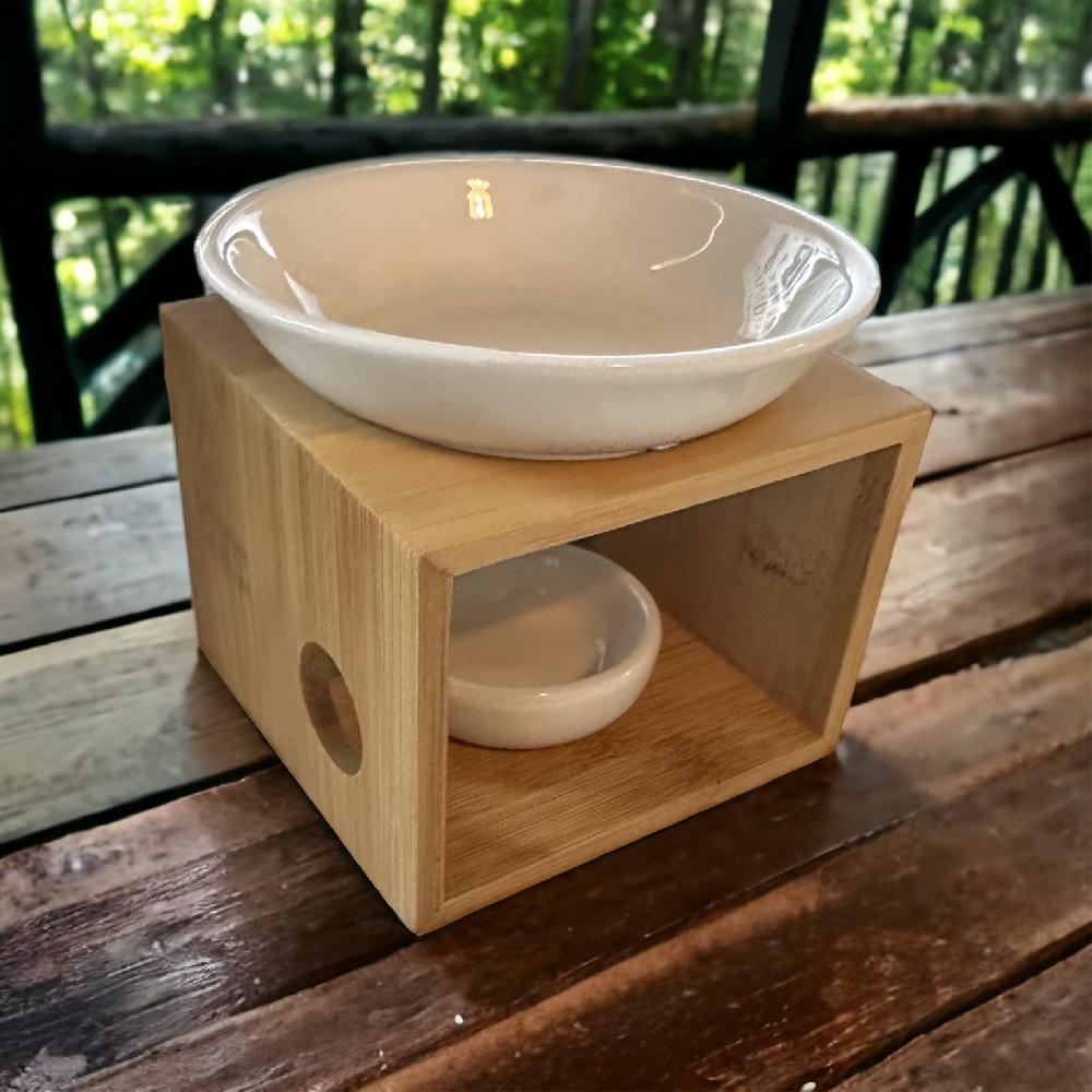 candy candle Serenity Bamboo Ceramic Wax Melt Burner SML