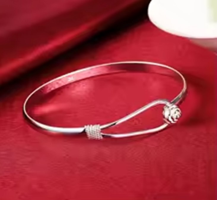 candy candle Sterling Silver Adjustable Elegant Flower Bangle