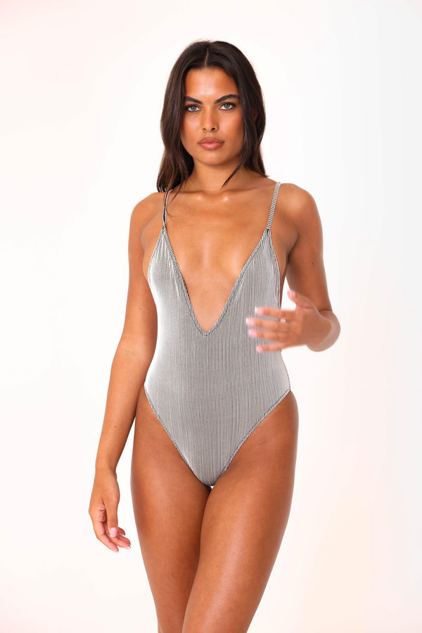 candypants Lurex rib swimsuit