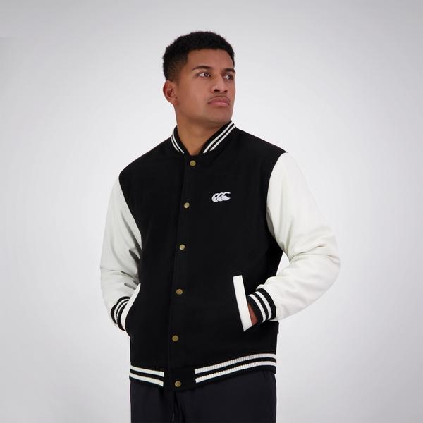 canterbury of new zealand ADULT CCC LETTERMAN JACKET BLACK & WHITE