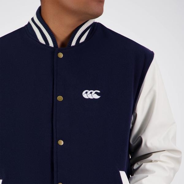 Canterbury Of New Zealand ADULT CCC LETTERMAN JACKET NAVY & WHITE