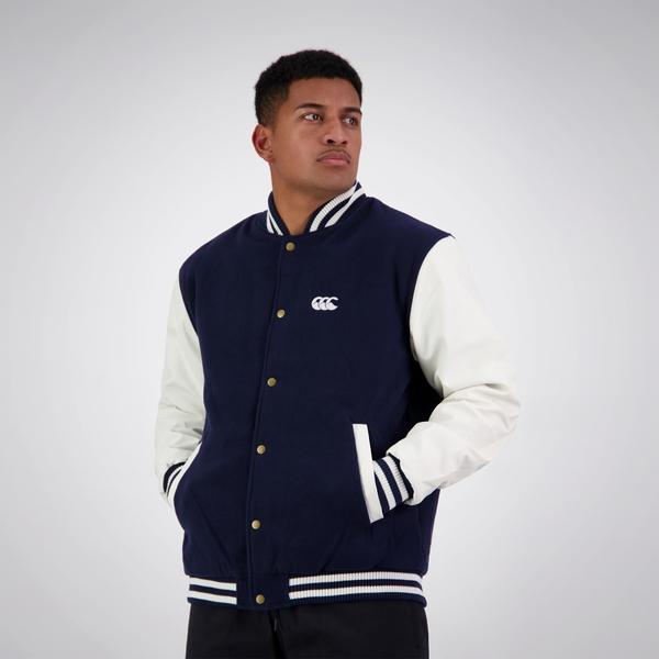 canterbury of new zealand ADULT CCC LETTERMAN JACKET NAVY & WHITE