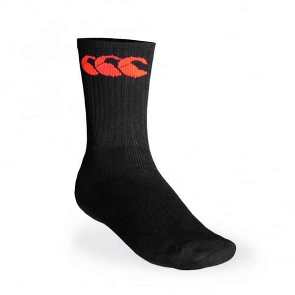 canterbury of new zealand ADULT COTTON SPORT CALF SOCK BLACK