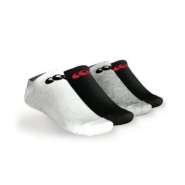 canterbury of new zealand ADULT COTTON SPORT LINER SOCK 4 PACK ASSORTED COLOURS