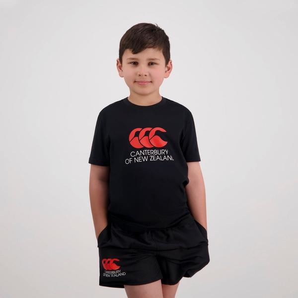 canterbury of new zealand KIDS CNZ T-SHIRT BLACK