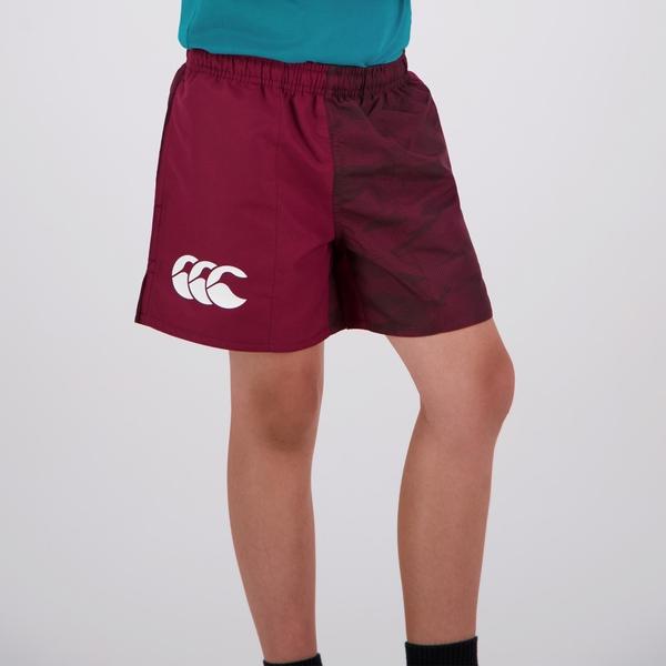 canterbury of new zealand KIDS CAMO HARLETIC SHORT MAROON
