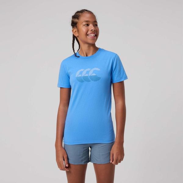 canterbury of new zealand KIDS FUNDAMENTAL T-SHIRT BLUE