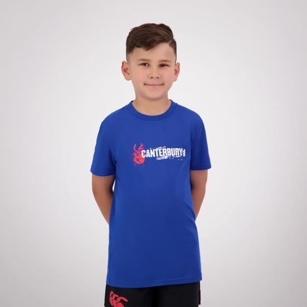 canterbury of new zealand KIDS FUNDAMENTALS T-SHIRT BLUE