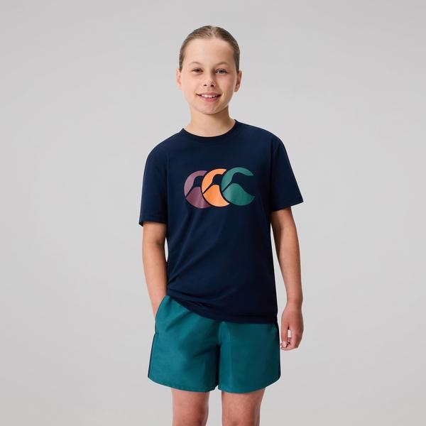 canterbury of new zealand KIDS FUNDAMENTALS T-SHIRT NAVY