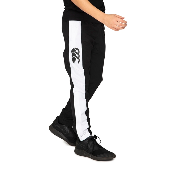 Canterbury Of New Zealand KIDS STRIPE CUFFED TRACKPANT BLACK