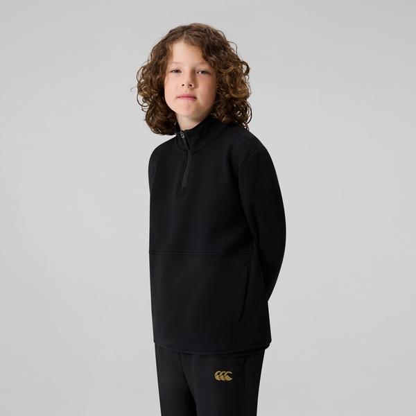 Canterbury Of New Zealand KIDS TEMPO+ QUARTER-ZIP SWEATER BLACK