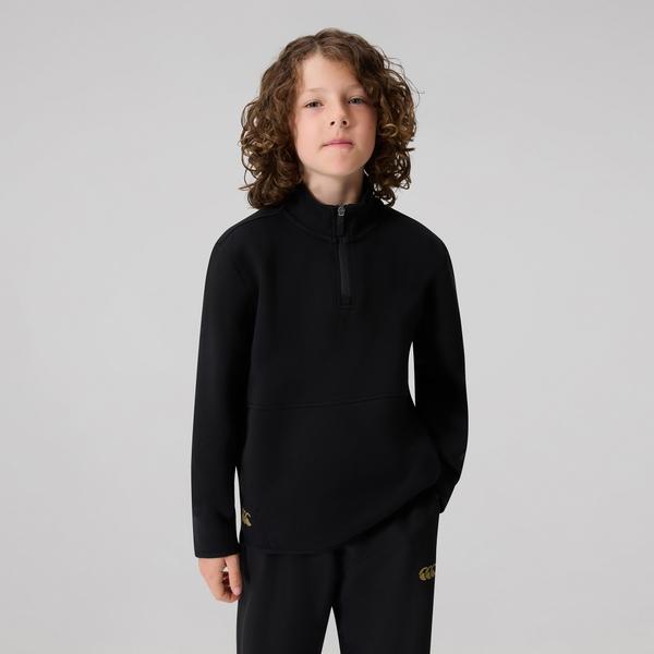 canterbury of new zealand KIDS TEMPO+ QUARTER-ZIP SWEATER BLACK