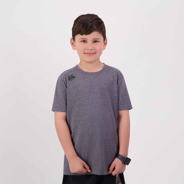 canterbury of new zealand KIDS VAPODRI SHORT SLEEVE TEMPO T-SHIRT IN GREY