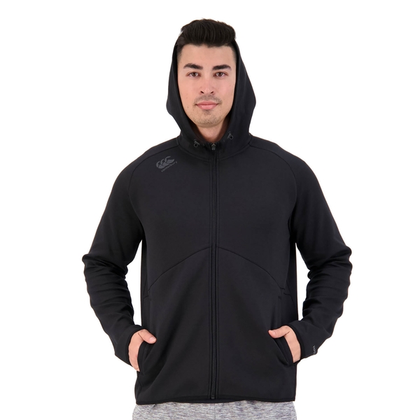 canterbury of new zealand MEN'S VAPODRI FULL ZIP TEMPO HOODED SWEATSHIRT IN JET BLACK