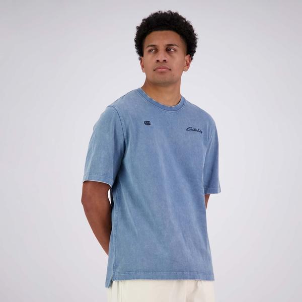 canterbury of new zealand MENS CCC SCRIPT WASHED T-SHIRT BLUE