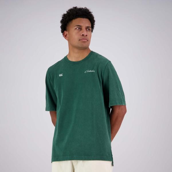 canterbury of new zealand MENS CCC SCRIPT WASHED T-SHIRT GREEN