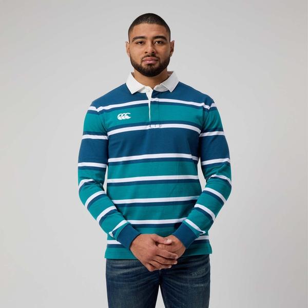canterbury of new zealand MENS ENGINEERED STRIPE RUGBY BLUE