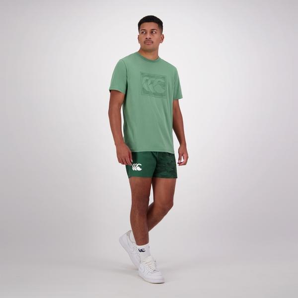 Canterbury Of New Zealand MENS FUNDAMENTALS CAMO HARLEQUIN SHORT GREEN