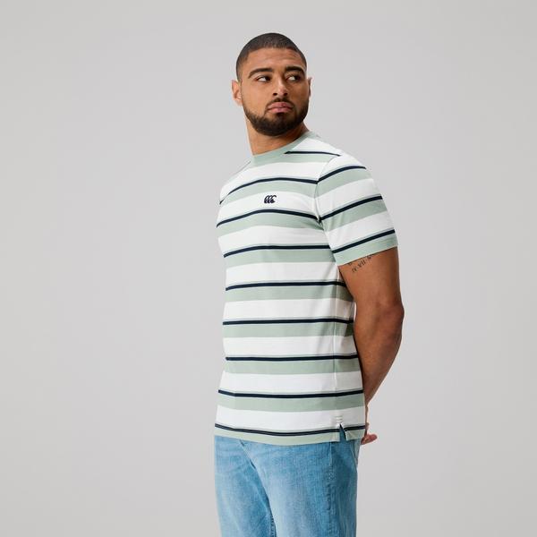 Canterbury Of New Zealand MENS FUNDAMENTALS STRIPE T-SHIRT GREEN