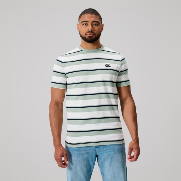 canterbury of new zealand MENS FUNDAMENTALS STRIPE T-SHIRT GREEN