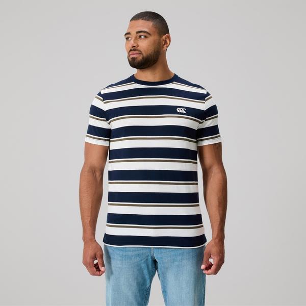 canterbury of new zealand MENS FUNDAMENTALS STRIPE T-SHIRT NAVY