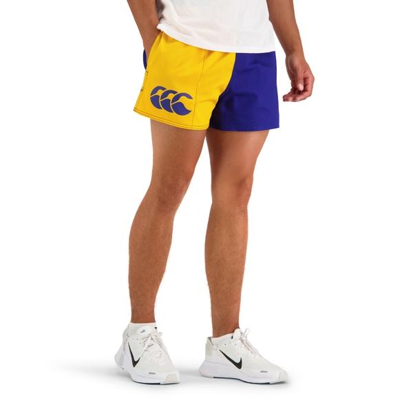 canterbury of new zealand MENS HARLEQUIN SHORT BLUE/YELLOW
