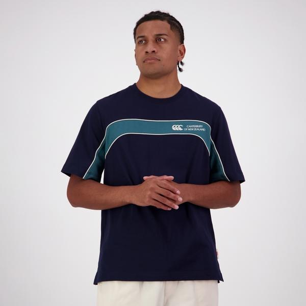 canterbury of new zealand MENS HERITAGE PANELLED T-SHIRT NAVY