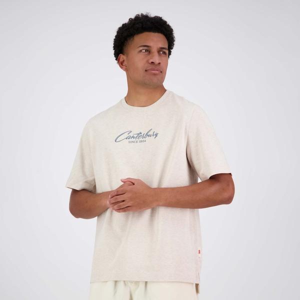 canterbury of new zealand MENS HERITAGE SCRIPT T-SHIRT BIRCH