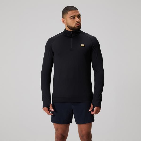 canterbury of new zealand MENS TEMPO+ QUARTER-ZIP TRAINING TOP BLACK