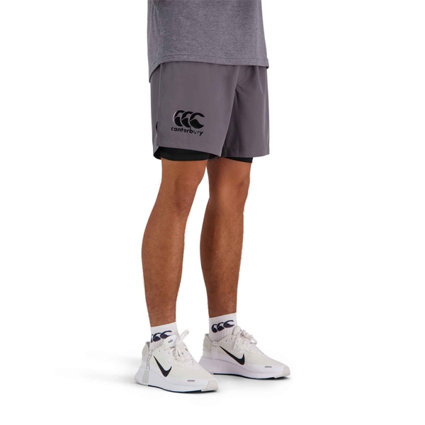 Canterbury Of New Zealand MENS VAPODRI 7" TEMPO 2-IN-1 SHORT IN GREY