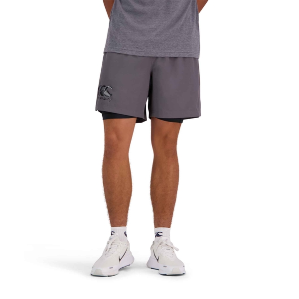 canterbury of new zealand MENS VAPODRI 7" TEMPO 2-IN-1 SHORT IN GREY