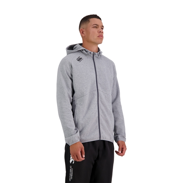 Canterbury Of New Zealand MENS VAPODRI FULL ZIP TEMPO HOODED SWEATSHIRT IN GREY