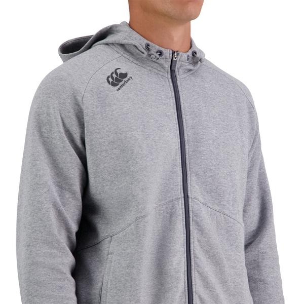 Canterbury Of New Zealand MENS VAPODRI FULL ZIP TEMPO HOODED SWEATSHIRT IN GREY