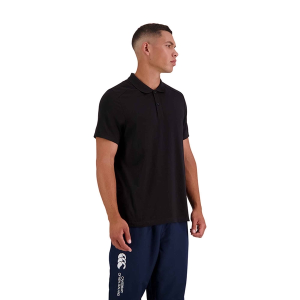 Canterbury Of New Zealand MENS VAPODRI SHORT SLEEVE TEMPO POLO IN BLACK