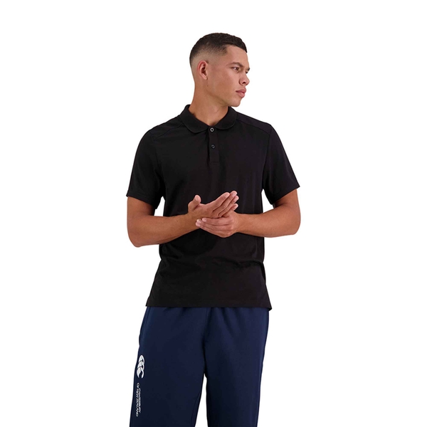 canterbury of new zealand MENS VAPODRI SHORT SLEEVE TEMPO POLO IN BLACK