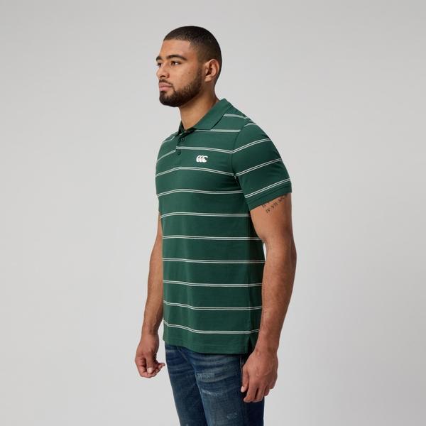 Canterbury Of New Zealand MENS YARN DYE STRIPE POLO GREEN