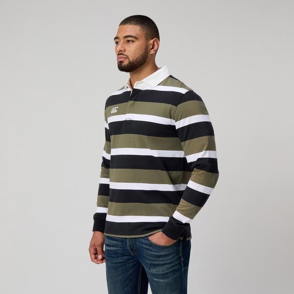 Canterbury Of New Zealand MENS YARN DYE STRIPE RUGBY GREEN