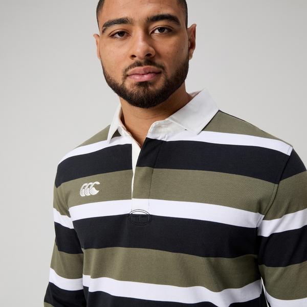 Canterbury Of New Zealand MENS YARN DYE STRIPE RUGBY GREEN