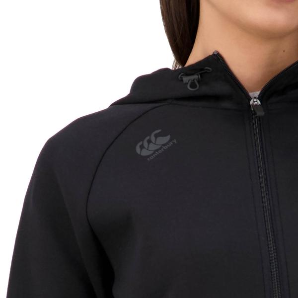 Canterbury Of New Zealand WOMEN'S VAPODRI FULL ZIP TEMPO HOODED SWEATSHIRT IN JET BLACK