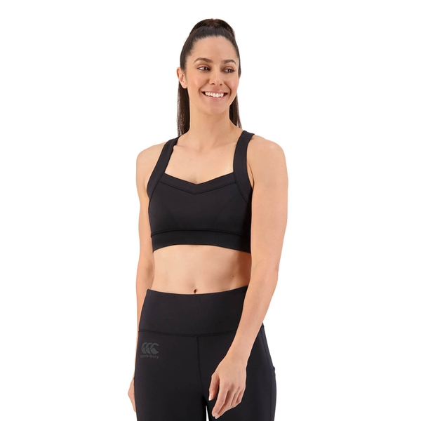 canterbury of new zealand WOMEN'S VAPODRI TEMPO CROP TOP IN BLACK