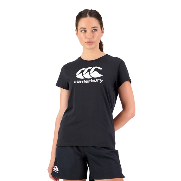 canterbury of new zealand WOMENS CCC ANCHOR T-SHIRT BLACK