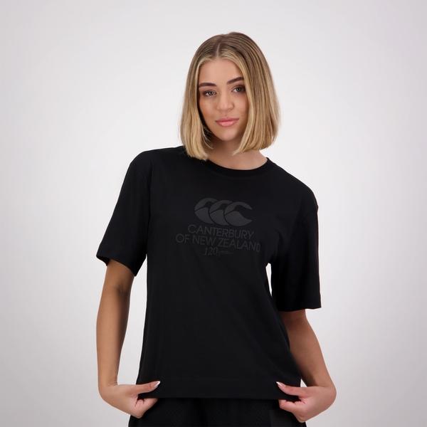 canterbury of new zealand WOMENS PITCH-BLACK T-SHIRT BLACK