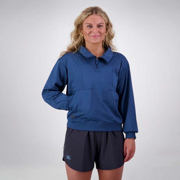 canterbury of new zealand WOMENS TEMPO+ QUARTER ZIP SWEATER BLUE