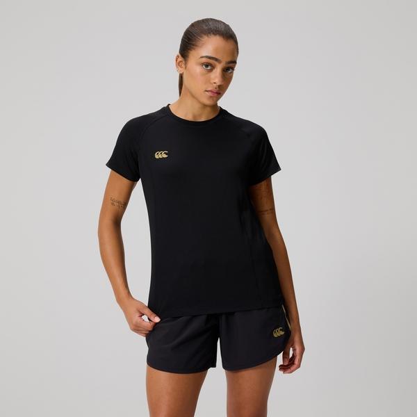 canterbury of new zealand WOMENS TEMPO+ TRAINING T-SHIRT BLACK